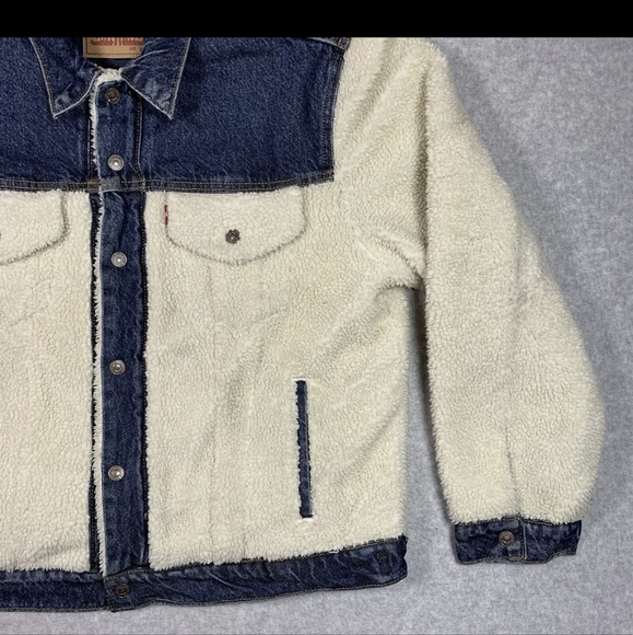 LEVI'S jackets EX-BOYFRIEND Pieced Sherpa Trucker Jacket "All Goes Wool" - Picture 5 of 7